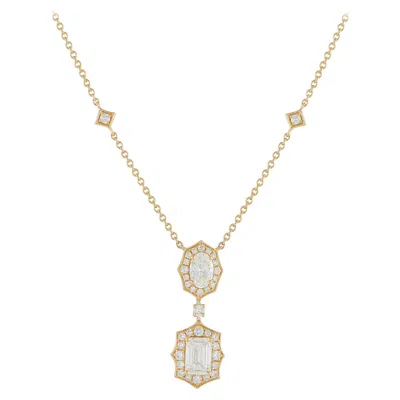 Pre-owned Lb Exclusive 18k Yellow Gold 2.76 Ct Diamond Geometric Necklace Ank-20061-y