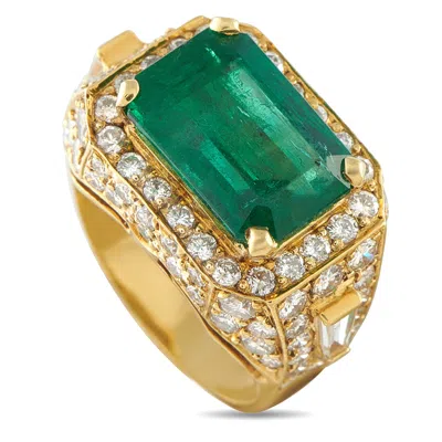 Lb Exclusive 18k Yellow Gold 2.95ct Diamond And Emerald Ring Mf39-050726