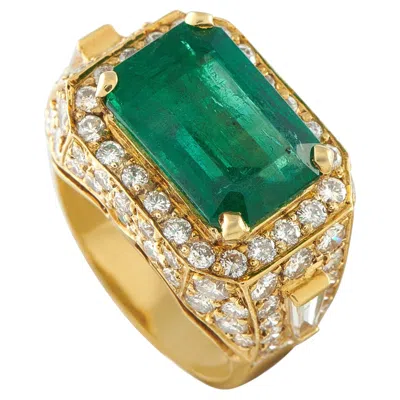 Pre-owned Lb Exclusive 18k Yellow Gold 2.95ct Diamond And Emerald Ring Mf39-050726