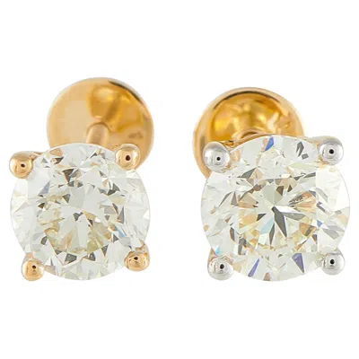Pre-owned Lb Exclusive 18k Yellow Gold 3.01ct Diamond Stud Earrings Mf05-042726