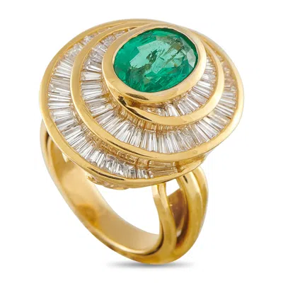 Lb Exclusive 18k Yellow Gold 3.0ct Diamond And Emerald Ring Mf08-050126