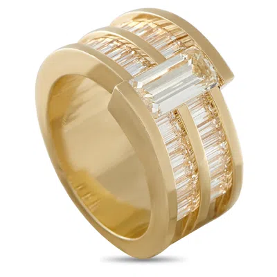 Lb Exclusive 18k Yellow Gold 3.29ct Diamond Ring Mf04-041426 In Blue