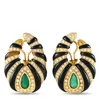 Lb Exclusive 18k Yellow Gold 3.50ct Diamond, Emerald, And Onyx Earrings Mf07-120524 In Gold