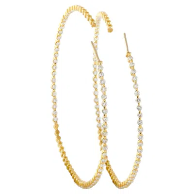 Pre-owned Lb Exclusive 18k Yellow Gold 3.60ct Diamond Inside-out Hoop Earrings Mf10-050726