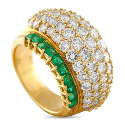 Lb Exclusive 18k Yellow Gold 3.90ct Diamond And Emerald Ring Mf10-112425