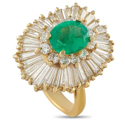 Lb Exclusive 18k Yellow Gold 4.50ct Diamond And Emerald Ring Mf33-050726