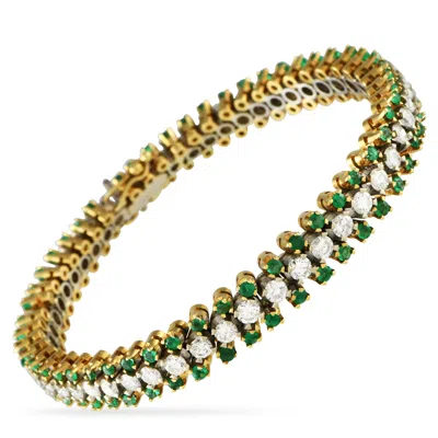 Lb Exclusive 18k Yellow Gold 4.75ct Diamond And Emerald Bracelet Mf52-041725
