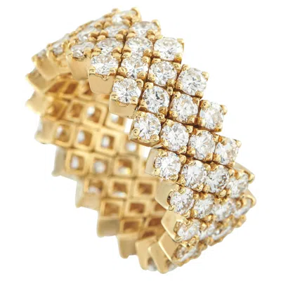 Pre-owned Lb Exclusive 18k Yellow Gold 4.85ct Diamond Lattice Eternity Ring Mf15-122425