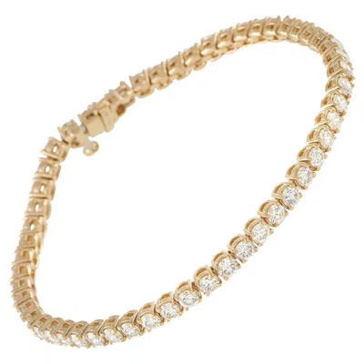 Pre-owned Lb Exclusive 18k Yellow Gold 5.90ct Diamond Tennis Bracelet Mf15-062226
