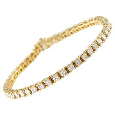 Pre-owned Lb Exclusive 18k Yellow Gold 6.90ct Diamond Tennis Bracelet Mf05-060526