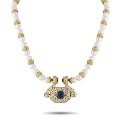 Lb Exclusive 18k Yellow Gold 7.0ct Diamond And Sapphire Statement Necklace Mf37-031726