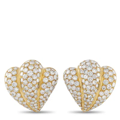 Lb Exclusive 18k Yellow Gold 8.45 Ct Diamond Shell Earrings Mf18-012726