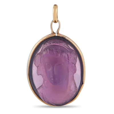 Lb Exclusive 18k Yellow Gold Amethyst Cameo Pendant Mf03-051625