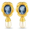Lb Exclusive 18k Yellow Gold Cameo And Pearl Earrings Mf16-091224 In Gold