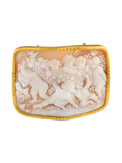 Pre-owned Lb Exclusive 18k Yellow Gold Cameo Di Bambino Brooch