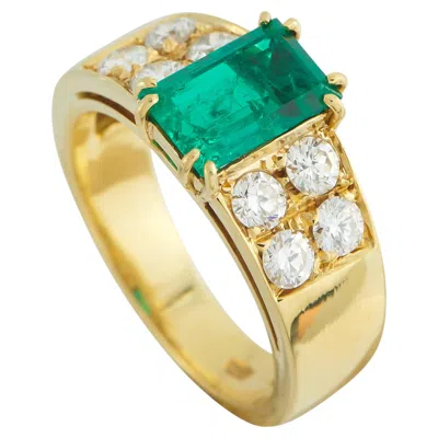 Pre-owned Lb Exclusive 18k Yellow Gold Diamond And 1.79ct Emerald Ring Mf06-051426