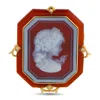 Lb Exclusive 18k Yellow Gold Diamond And Carnelian Cameo Brooch Mf12-041025 In Gold