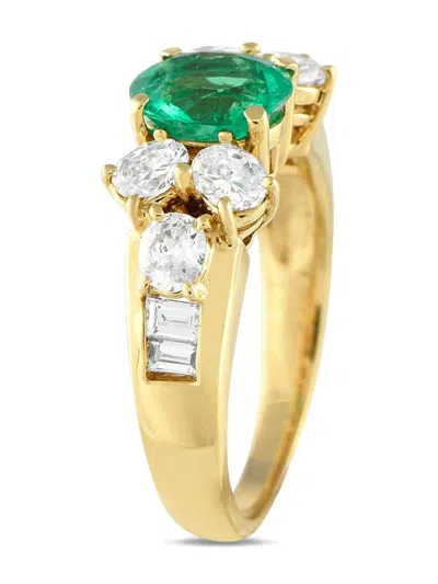 Pre-owned Lb Exclusive 18k Yellow Gold Diamond And Emerald Ring