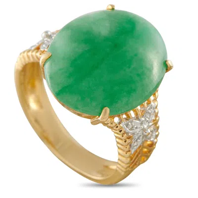 Lb Exclusive 18k Yellow Gold Diamond And Jade Cabochon Cocktail Ring Mf03-062626