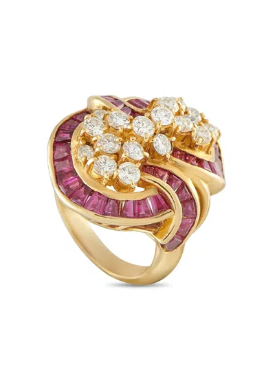 Pre-owned Lb Exclusive 18k Yellow Gold Diamond And Ruby Ring