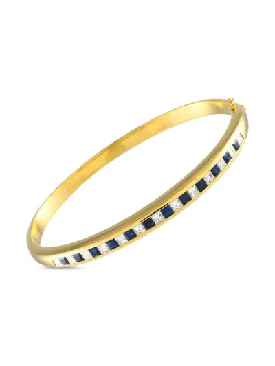 Pre-owned Lb Exclusive 18k Yellow Gold Diamond And Sapphire Bracelet