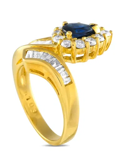 Pre-owned Lb Exclusive 18k Yellow Gold Diamond And Sapphire Ring