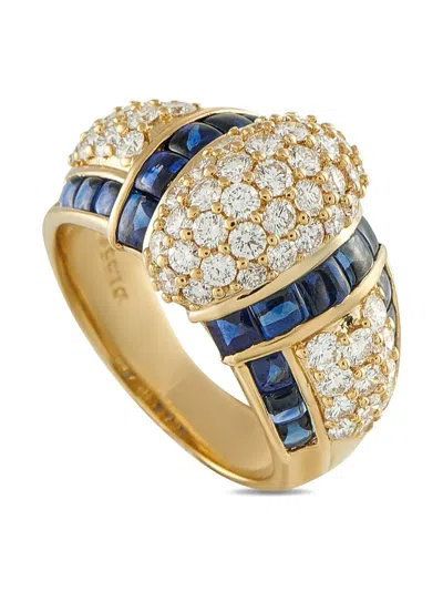 Pre-owned Lb Exclusive 18k Yellow Gold Diamond And Sapphire Ring
