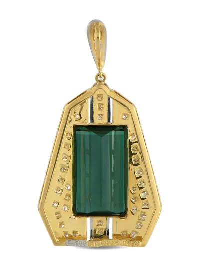 Pre-owned Lb Exclusive 18k Yellow Gold Diamond And Tourmaline Pendant