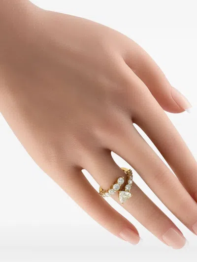 Pre-owned Lb Exclusive 18k Yellow Gold Diamond Bypass Ring