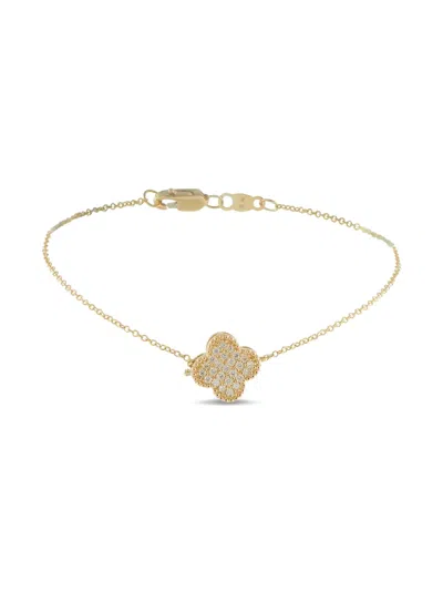 Pre-owned Lb Exclusive 18k Yellow Gold Diamond Clover Bracelet