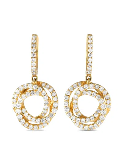 Pre-owned Lb Exclusive 18k Yellow Gold Diamond Drop Earrings