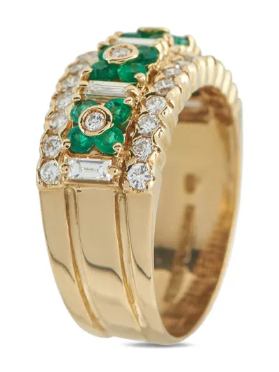 Pre-owned Lb Exclusive 18k Yellow Gold Diamond Emerald Ring