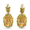 Lb Exclusive 18k Yellow Gold Diamond Enamel Religious Earrings Mf04-090525 In Gold