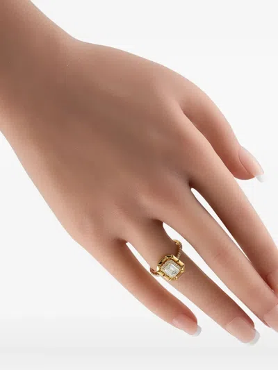 Pre-owned Lb Exclusive 18k Yellow Gold Diamond Halo Ring