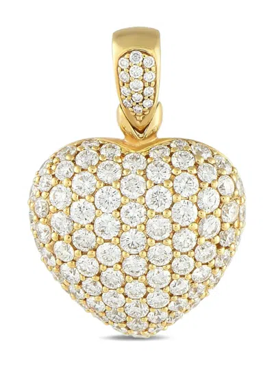 Pre-owned Lb Exclusive 18k Yellow Gold Diamond Heart Pendant