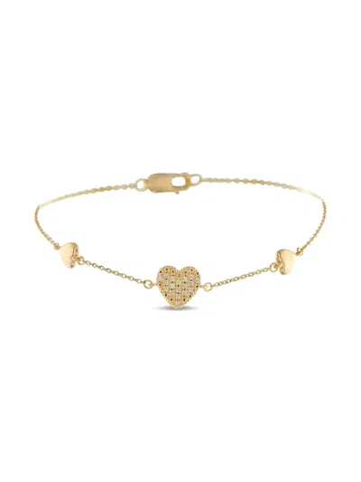 Pre-owned Lb Exclusive 18k Yellow Gold Diamond Heart-pendants Bracelet