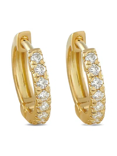 Pre-owned Lb Exclusive 18k Yellow Gold Diamond Huggie Hoop Earrings
