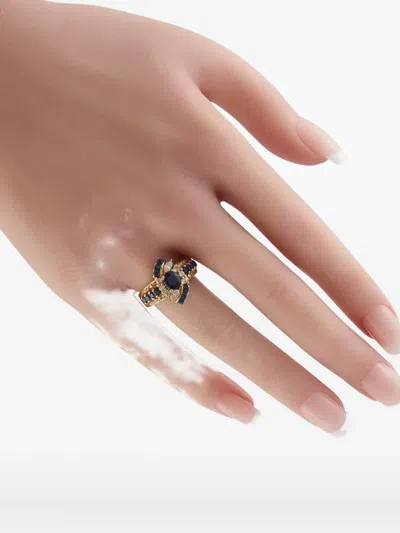 Pre-owned Lb Exclusive 18k Yellow Gold Diamond Sapphire Ring
