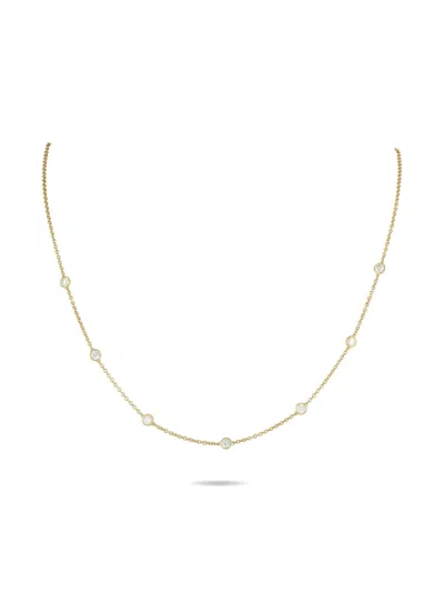 Pre-owned Lb Exclusive 18k Yellow Gold Diamond Station Necklace