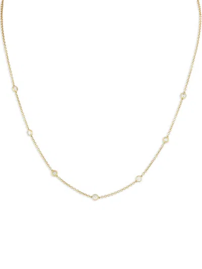 Pre-owned Lb Exclusive 18k Yellow Gold Diamond Station Necklace