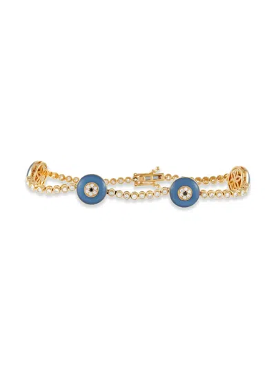 Pre-owned Lb Exclusive 18k Yellow Gold Evil Eye Diamond Bracelet