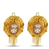 Lb Exclusive 18k Yellow Gold Maltese Cross And Crown Cameo Earrings Mf01-090225 In Gold