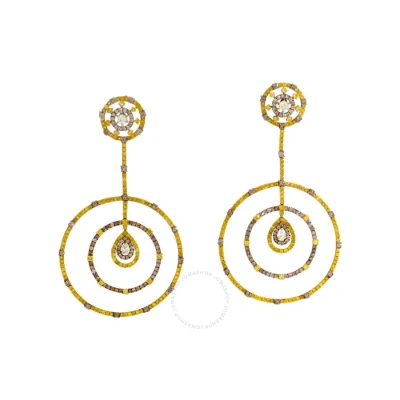 Lb Exclusive 18k Yellow Gold Multi Diamond Drop Earrings In Multi-color