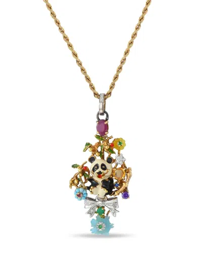 Pre-owned Lb Exclusive 18k Yellow Gold Multi-stones Necklace