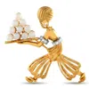 Lb Exclusive 18k Yellow Gold Pearl Genie Brooch Mf02-020525 In Gold