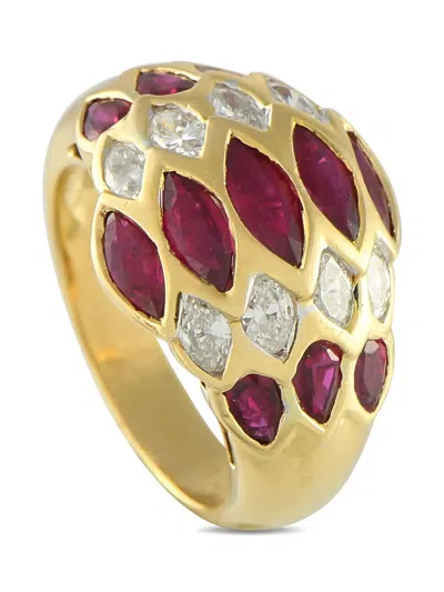 Pre-owned Lb Exclusive 18k Yellow Gold Ruby And Diamond Ring