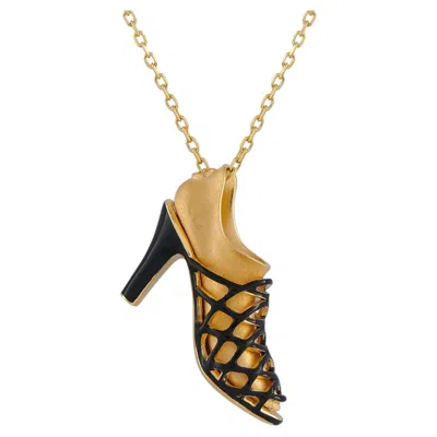 Pre-owned Lb Exclusive 18k Yellow Gold Shoe Pendant Necklace Mf38-031226