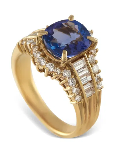 Pre-owned Lb Exclusive 18k Yellow Gold Tanzanite And Diamond Ring