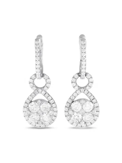 Pre-owned Lb Exclusive 18kt White Gold Diamond Drop Earrings