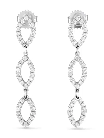 Pre-owned Lb Exclusive 18kt White Gold Diamond Drop Earrings In Silver